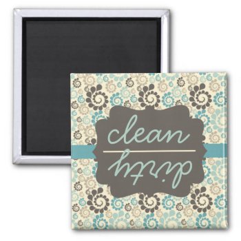 Retro Turquoise Clean Dirty Dishwasher Magnet by LittleMissDesigns at Zazzle