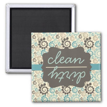 Retro Turquoise Clean Dirty Dishwasher Magnet
