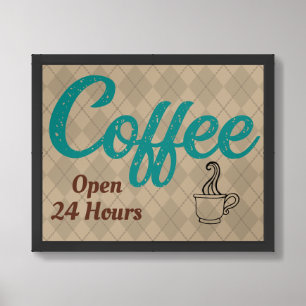 Retro Turquoise Coffee Shop Sign Art 