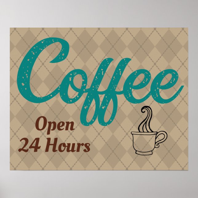 Retro Turquoise Coffee Shop Sign Art  (Front)