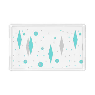 Retro Turquoise Diamond & Starburst Acrylic Tray