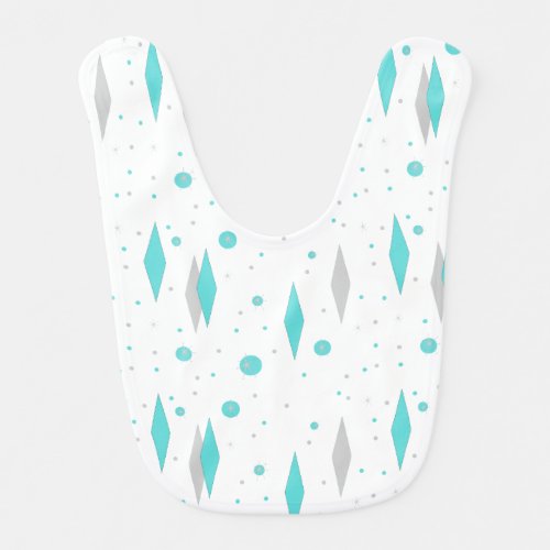 Retro Turquoise Diamond  Starburst Baby Bib