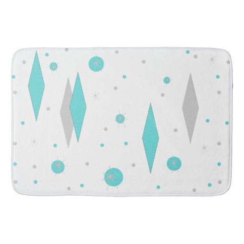 Retro Turquoise Diamond  Starburst Bath Mat