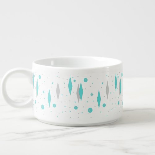 Retro Turquoise Diamond  Starburst Chili Bowl