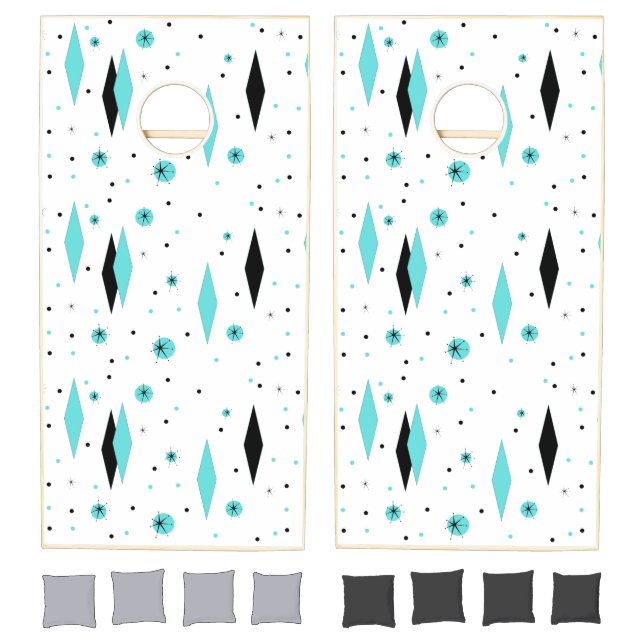 Retro Turquoise Diamond & Starburst Cornhole Set (Set)