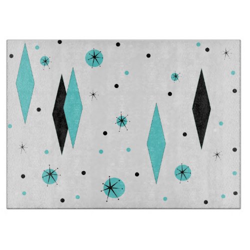 Retro Turquoise Diamond  Starburst Cutting Board