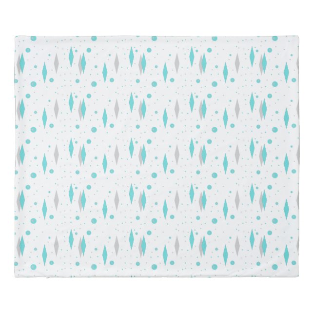 Retro Turquoise Diamond & Starburst Duvet Cover (Back)