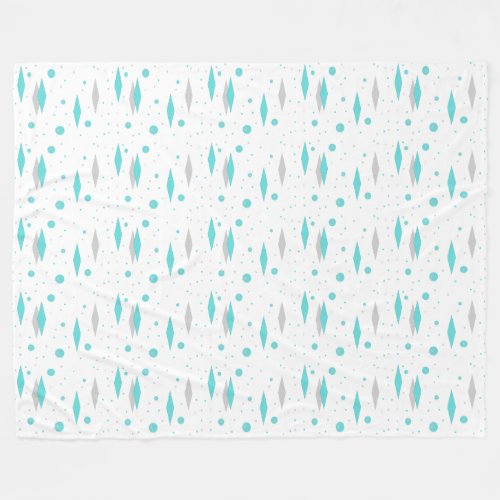 Retro Turquoise Diamond  Starburst Fleece Blanket