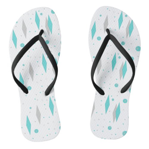 Retro Turquoise Diamond  Starburst Flip Flops