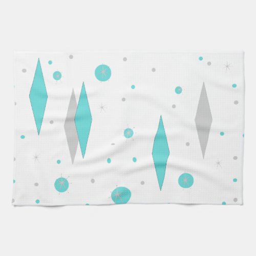 Retro Turquoise Diamond  Starburst Kitchen Towels