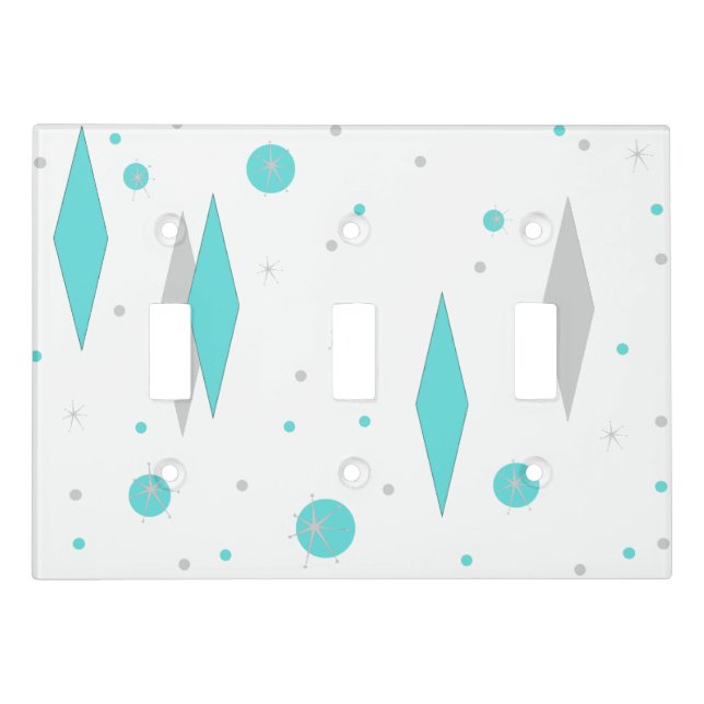Retro Turquoise Diamond & Starburst Light Cover (Front)