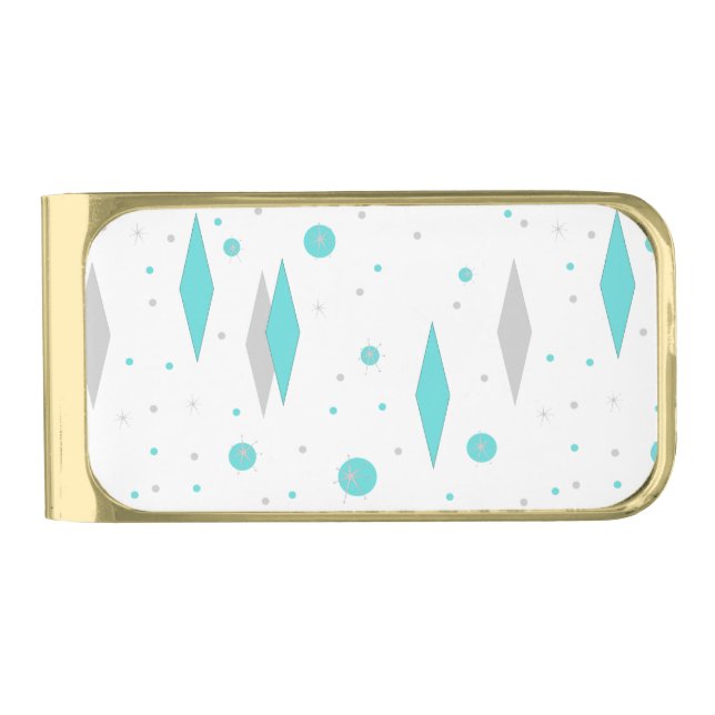 Retro Turquoise Diamond & Starburst Money Clip (Front)
