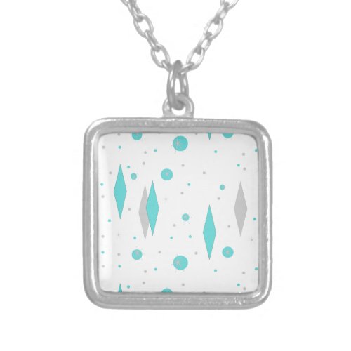 Retro Turquoise Diamond  Starburst Necklace