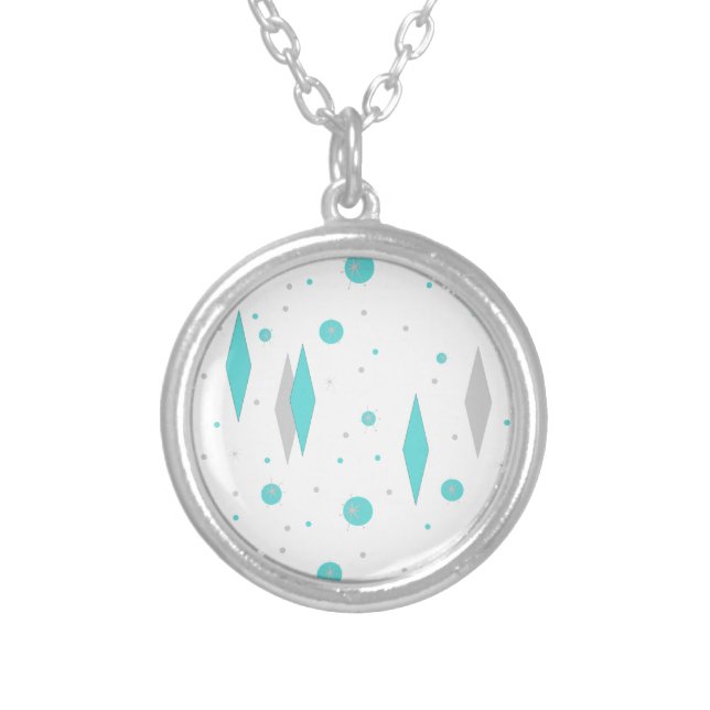 Retro Turquoise Diamond & Starburst Necklace (Front)