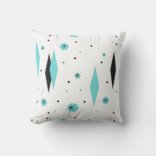 Retro Turquoise Diamond  Starburst Outdoor Pillow