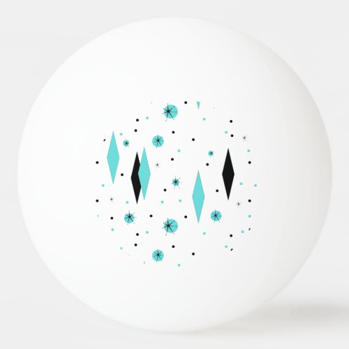 Retro Turquoise Diamond  Starburst Ping Pong Ball