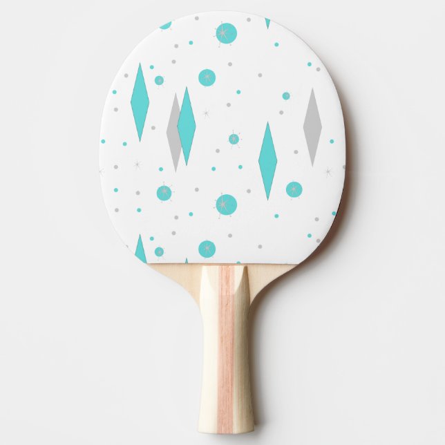 Retro Turquoise Diamond & Starburst Ping Pong Padd Ping-Pong Paddle (Front)