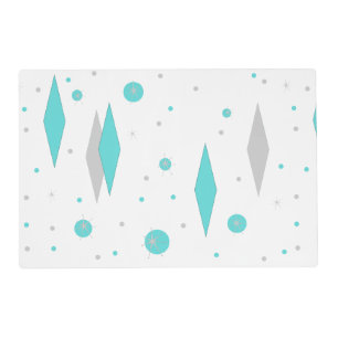 Retro Turquoise Diamond & Starburst Placemat