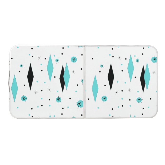 Retro Turquoise Diamond & Starburst Pong Table (Top)