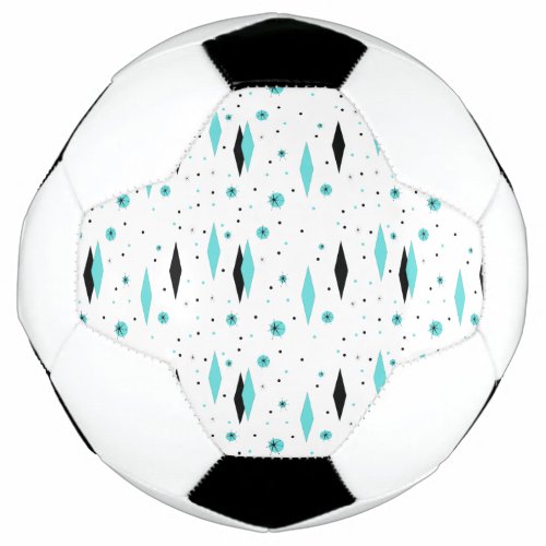 Retro Turquoise Diamond  Starburst Soccer Ball