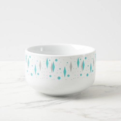 Retro Turquoise Diamond   Starburst Soup Mug