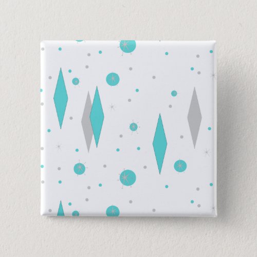 Retro Turquoise Diamond  Starburst Square Button