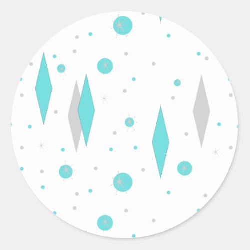 Retro Turquoise Diamond  Starburst Stickers