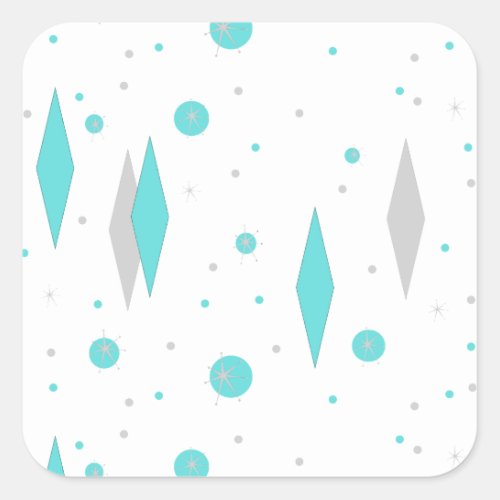 Retro Turquoise Diamond  Starburst Stickers
