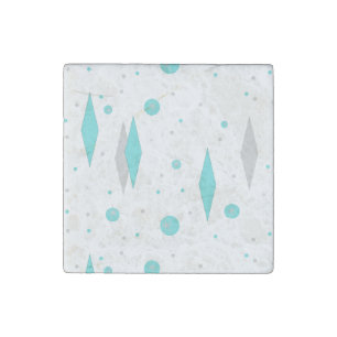 Retro Turquoise Diamond & Starburst Stone Magnet