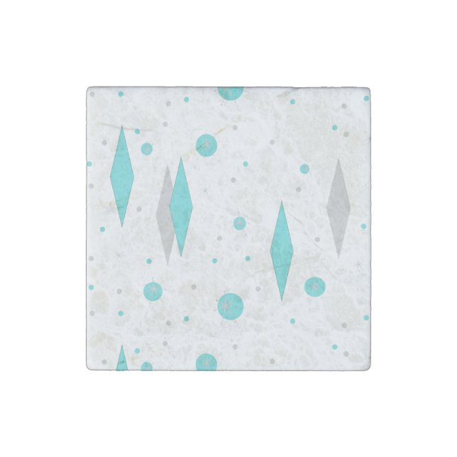 Retro Turquoise Diamond & Starburst Stone Magnet (Front)