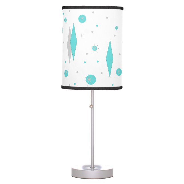 Retro Turquoise Diamond & Starburst Table Lamp (Front)