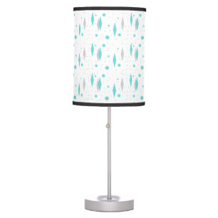 Retro Turquoise Diamond & Starburst Table Lamp