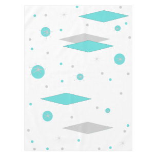 Retro Turquoise Diamond  & Starburst Tablecloth