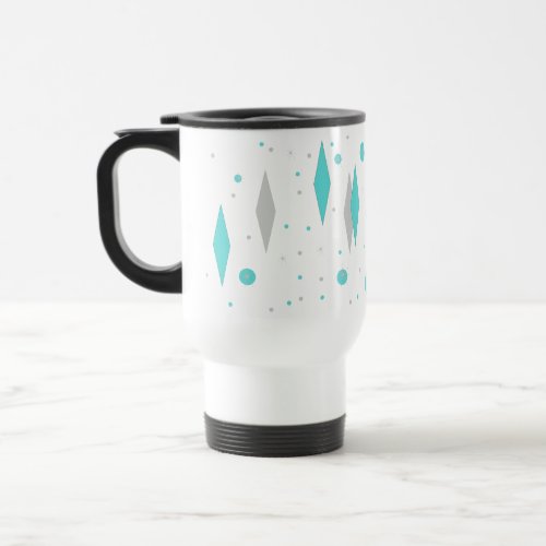 Retro Turquoise Diamond  Starburst Travel Mug