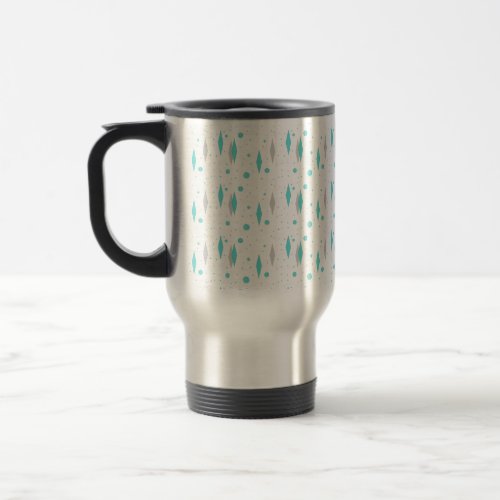 Retro Turquoise Diamond  Starburst Travel Mug