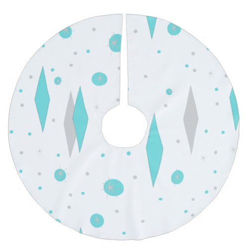 Retro Turquoise Diamond   Starburst Tree Skirt