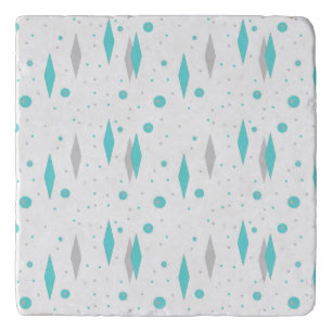 Retro Turquoise Diamond & Starburst Trivet