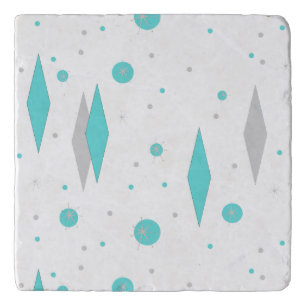 Retro Turquoise Diamond & Starburst Trivet
