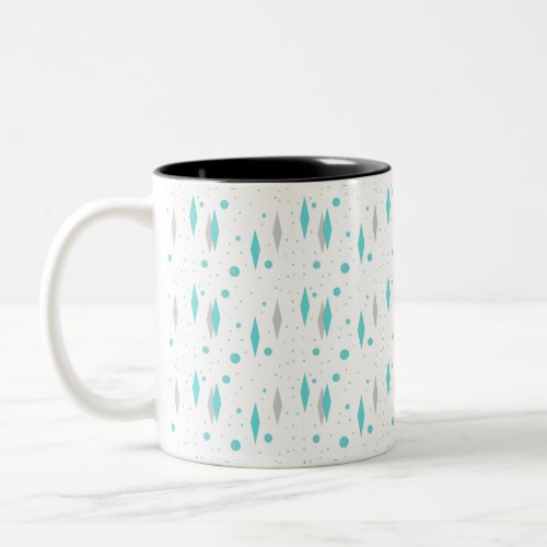 Retro Turquoise Diamond  Starburst Two_Tone Mug