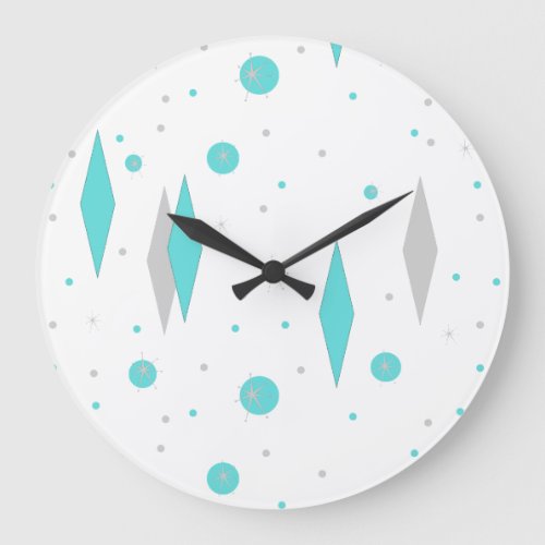 Retro Turquoise Diamond  Starburst Wall Clock