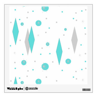 Retro Turquoise Diamond & Starburst Wall Decal