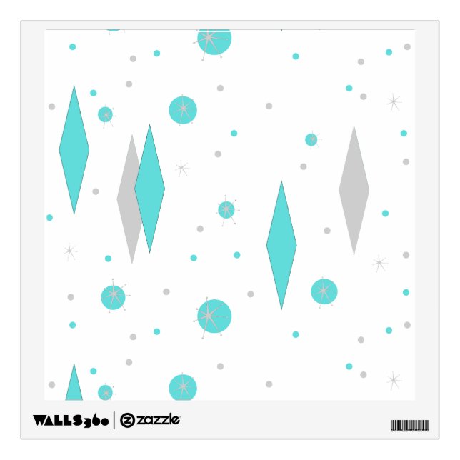 Retro Turquoise Diamond & Starburst Wall Decal (Front)