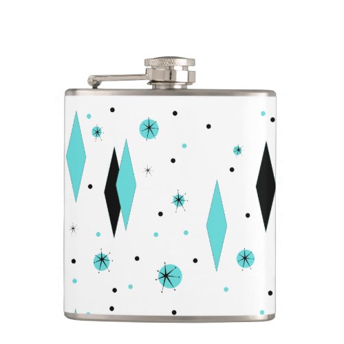 Retro Turquoise Diamonds and Starbursts Flask