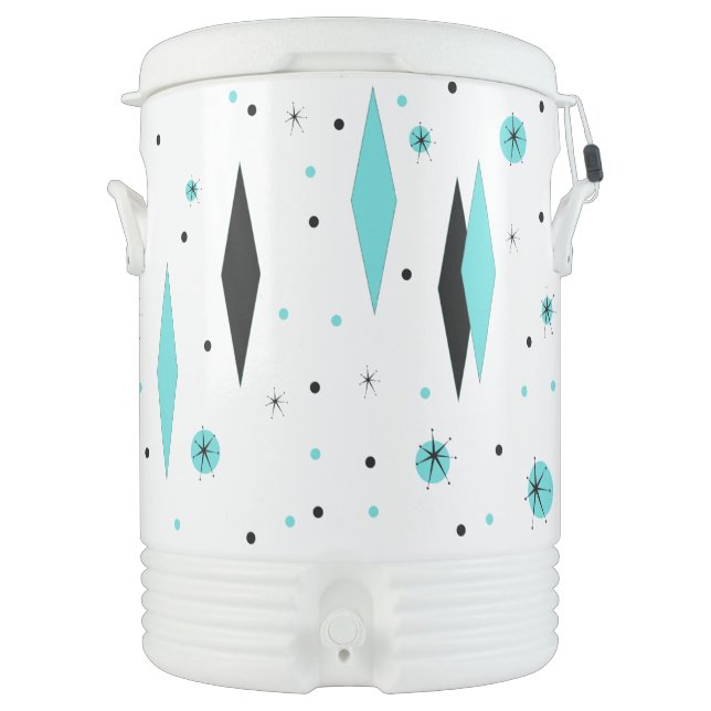 Retro Turquoise Diamonds Igloo Beverage Cooler (Front)