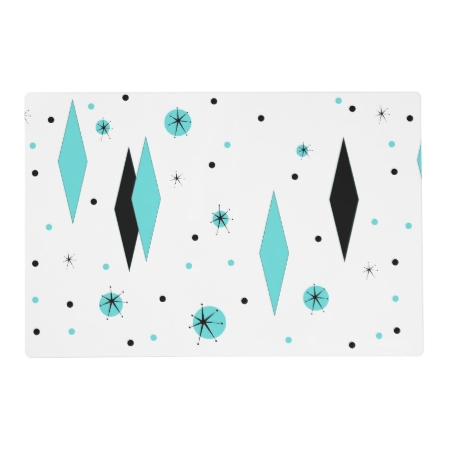 Retro Turquoise Diamonds Laminated Placemat