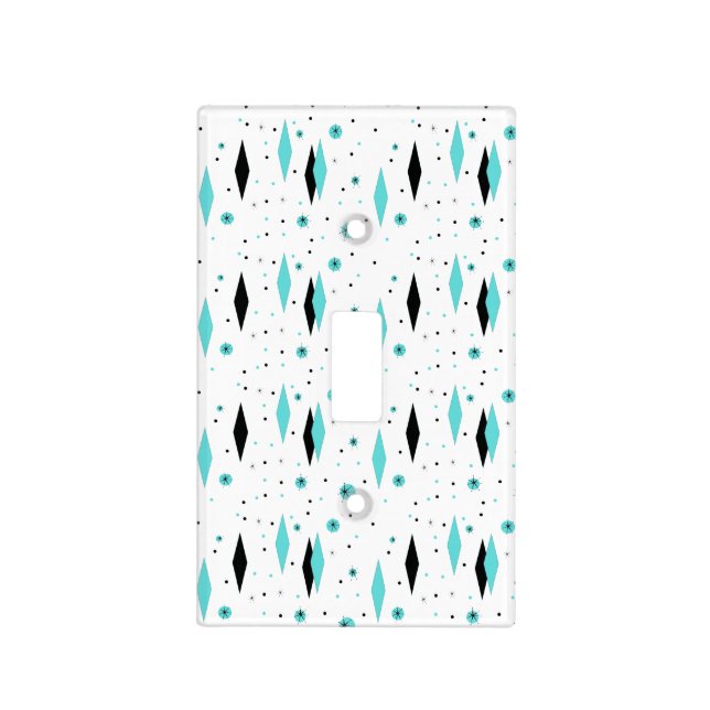 Retro Turquoise Diamonds Light Switch Cover (Front)
