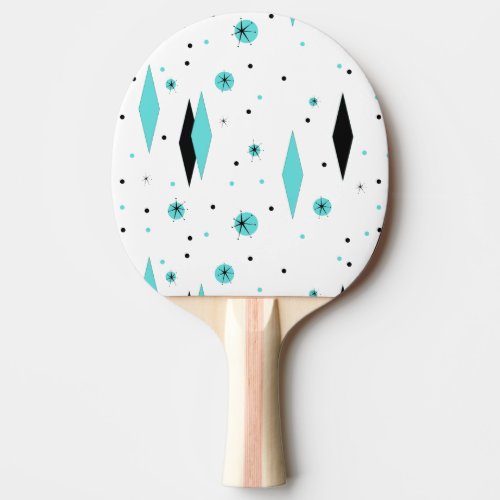 Retro Turquoise Diamonds Ping Pong Paddle