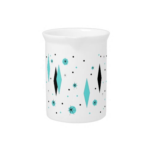 Retro Turquoise Diamonds Porcelain Pitcher