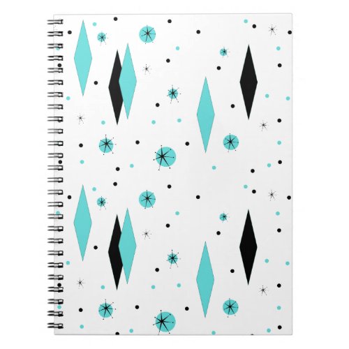 Retro Turquoise Diamonds Spiral Notebook