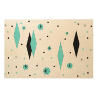Retro Turquoise Diamonds & Starburst Wood Wall Art